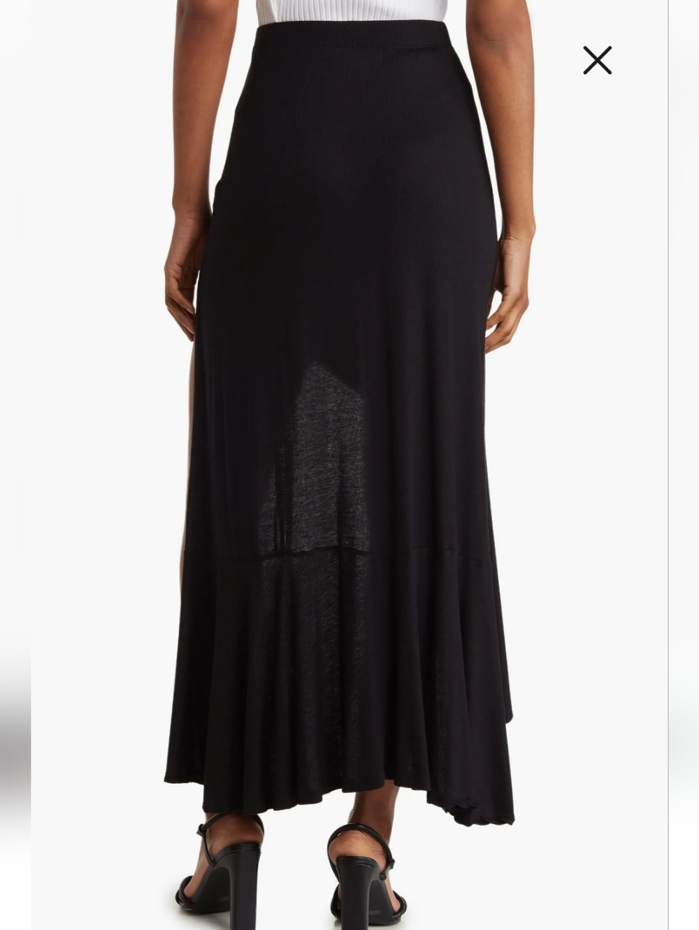 Go Couture Black High-Slit Ruffle Maxi Skirt Made In USA - Medium/Small - Picture 2 of 5